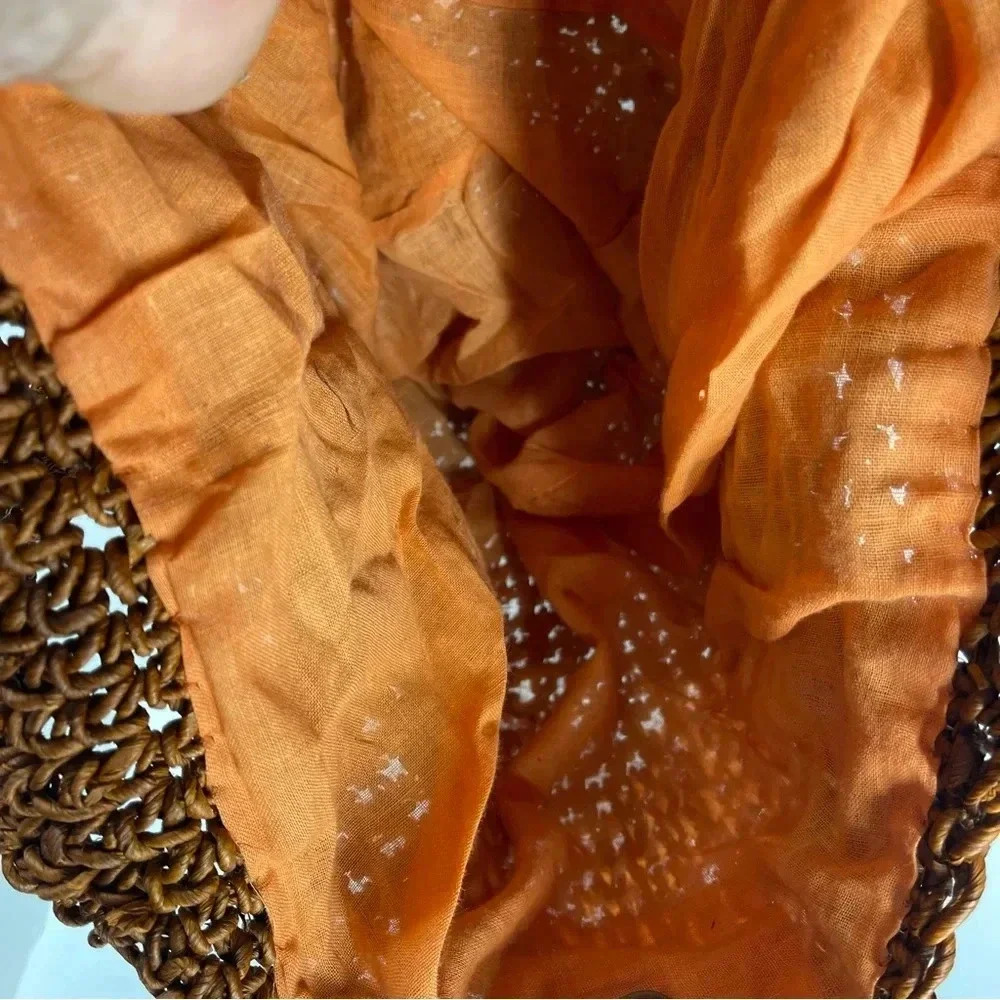 Waves Raffia Bucket Dark Orange Bag - Picture 10 of 10